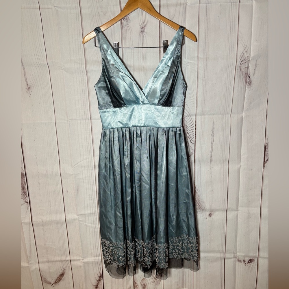 Morgan & Co. Aqua Dress with V-Neck